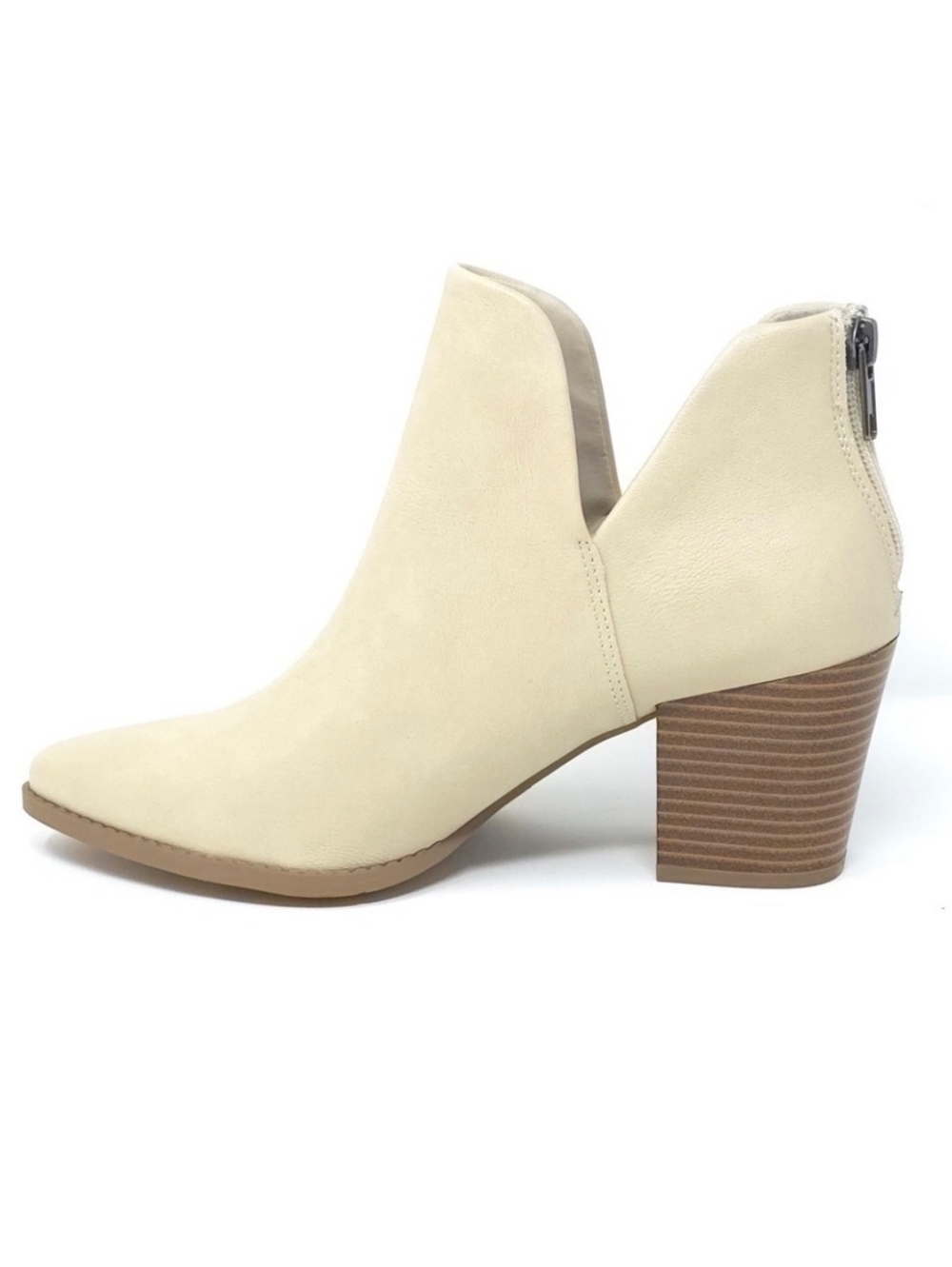 New Sun + Stone Eliza Ecru Faux Leather Almond Toe Ankle Boots Women’s 8M - Picture 4 of 11